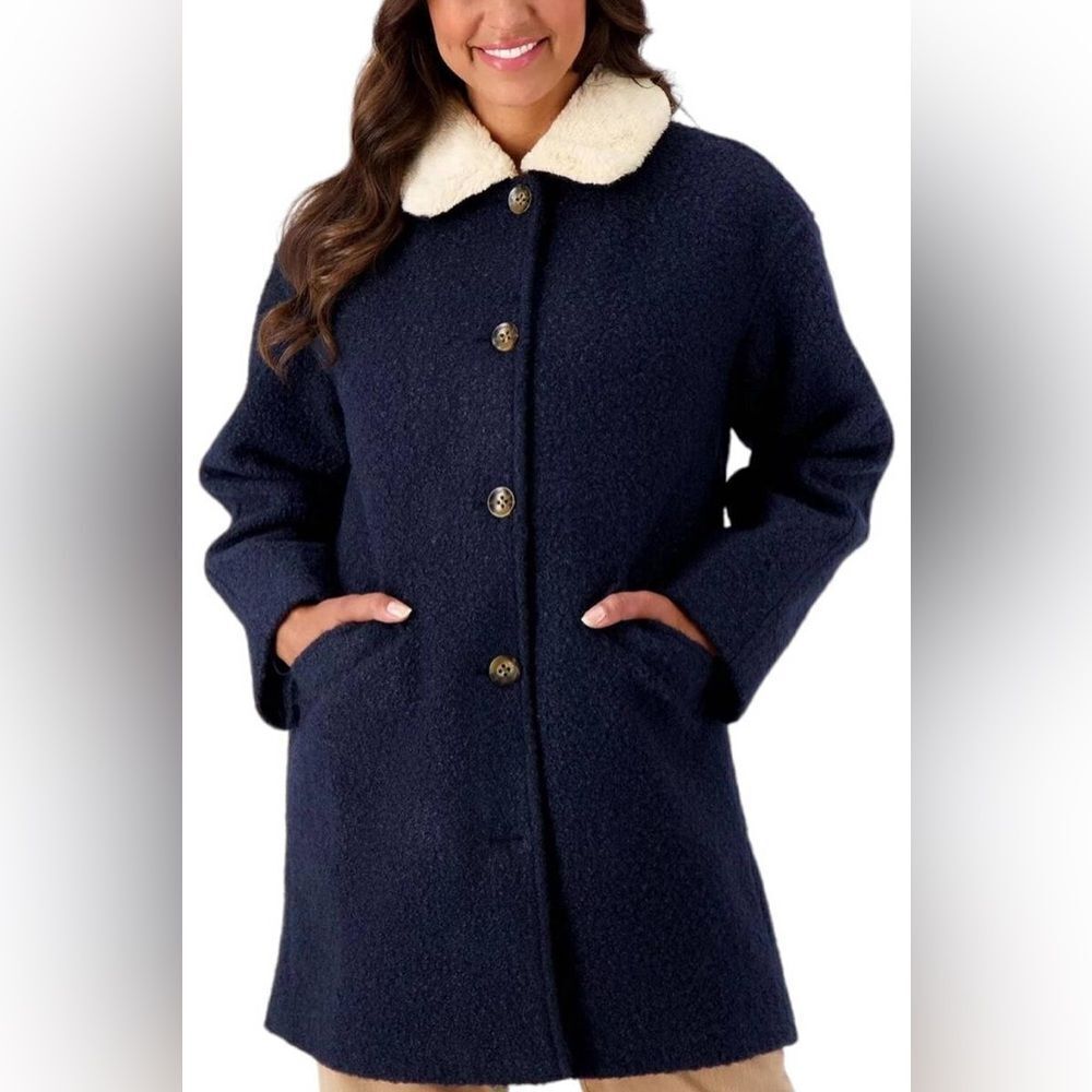 Isaac Mizrahi Live! Faux Fur Collar Boucle Coat